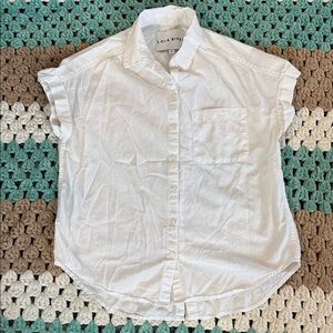 Lola River Classic White Button Down Cuff Sleeve Top Blouse Shirt Womans Small